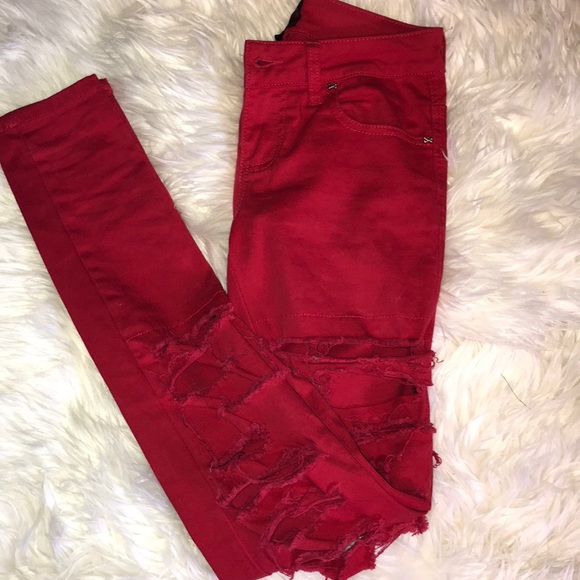 American Eagle Outfitters Denim - SOLD❌Red ripped jeans